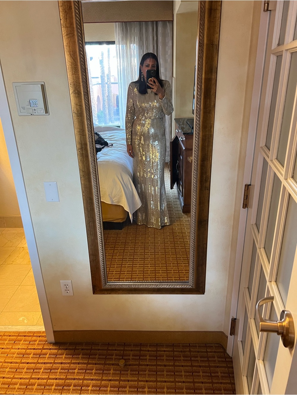 Stunning sequin maxi skirt, cropped top set by L’Agence.